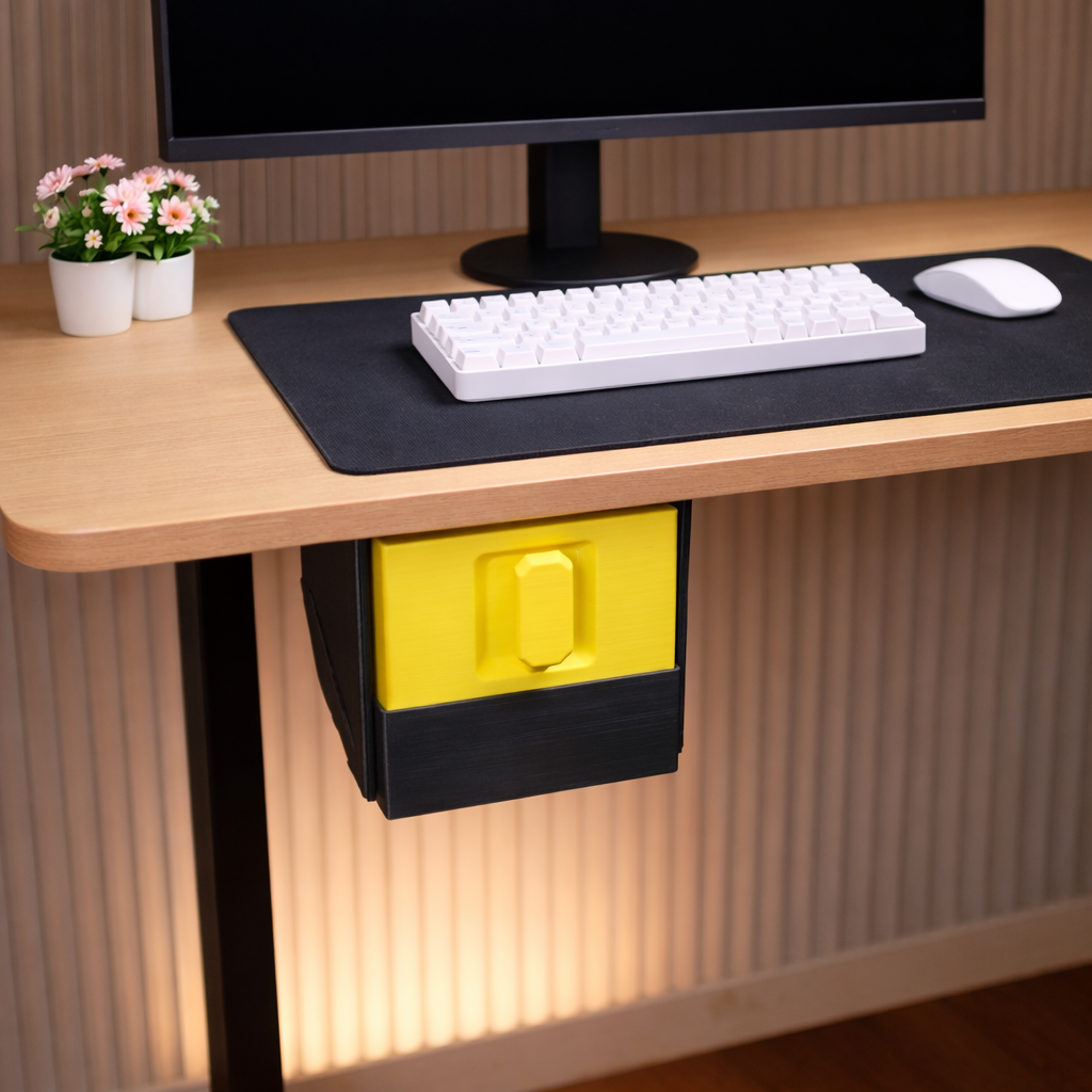 Under-Desk Trash Bin for Desk and Table Organization