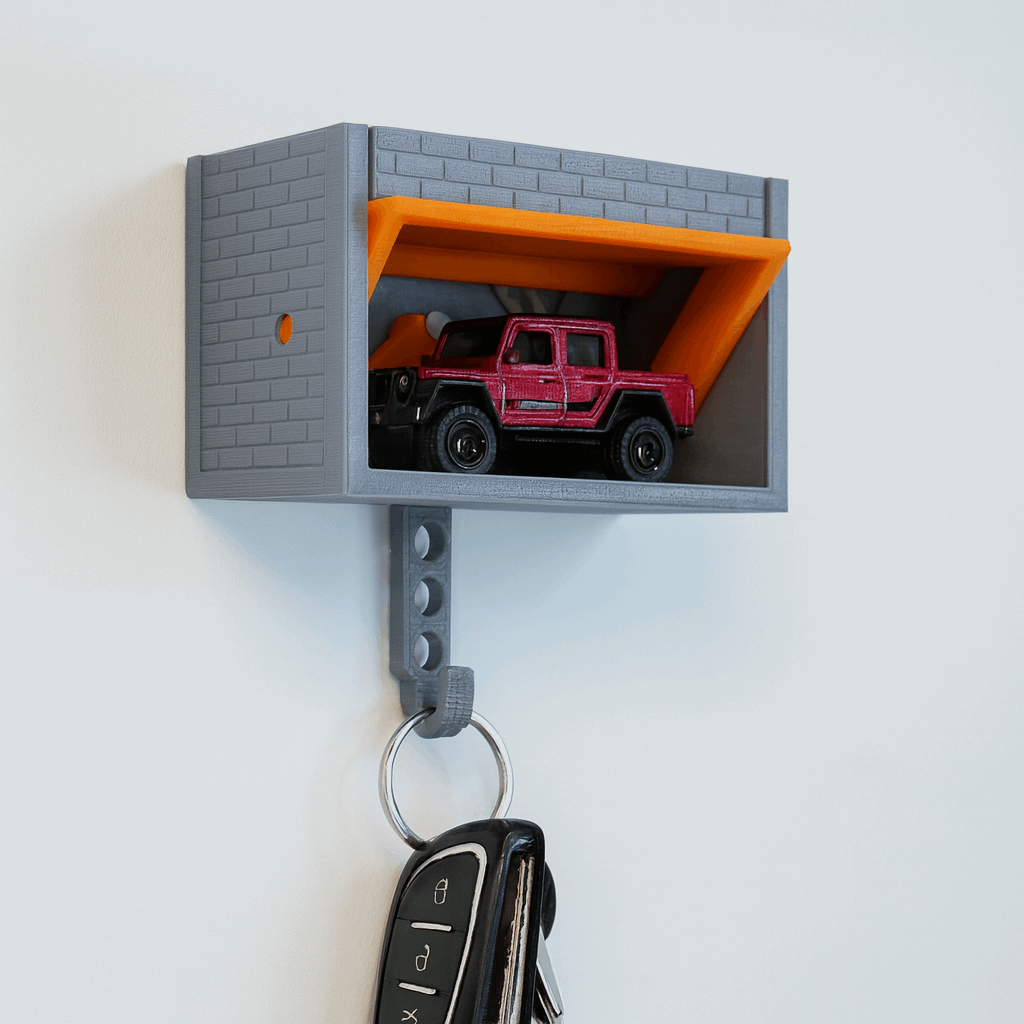 Garage Key Holder with Mini Hot Wheels Parking Spot – Wall Mount Organizer