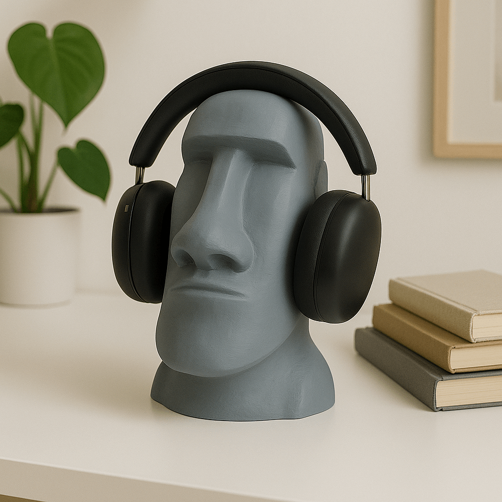 Moai Head Headphone Stand | Unique Desk Accessory & Organizer
